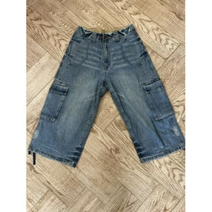 Vibes Tribal Blue Denim Jeans Shorts 90s Style Mens size 34